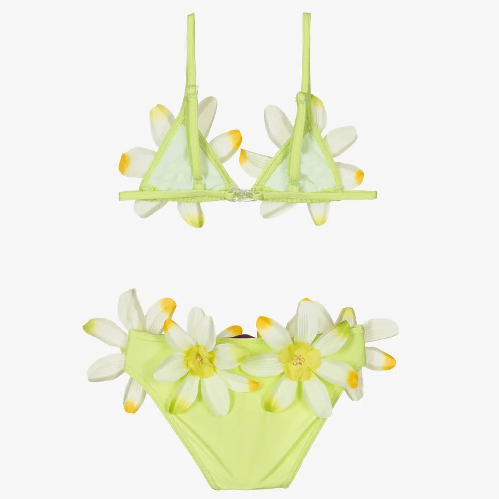 Girls Green Tropical Flower Bikini