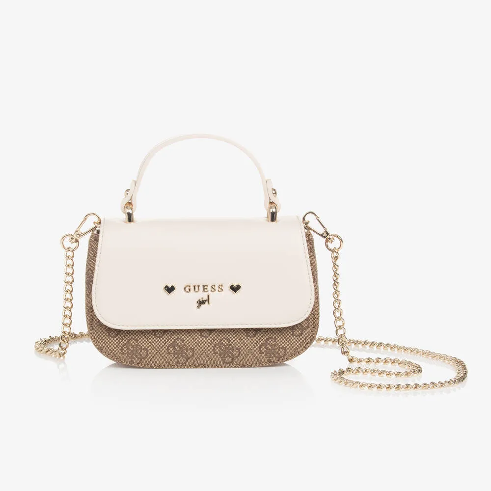 Girls Ivory & Beige Handbag (18cm)
