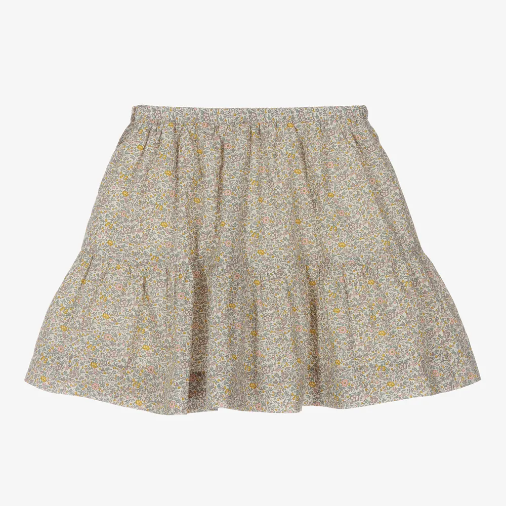 Girls Ivory Floral Skirt