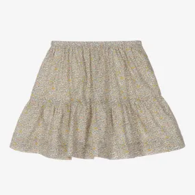 Girls Ivory Floral Skirt