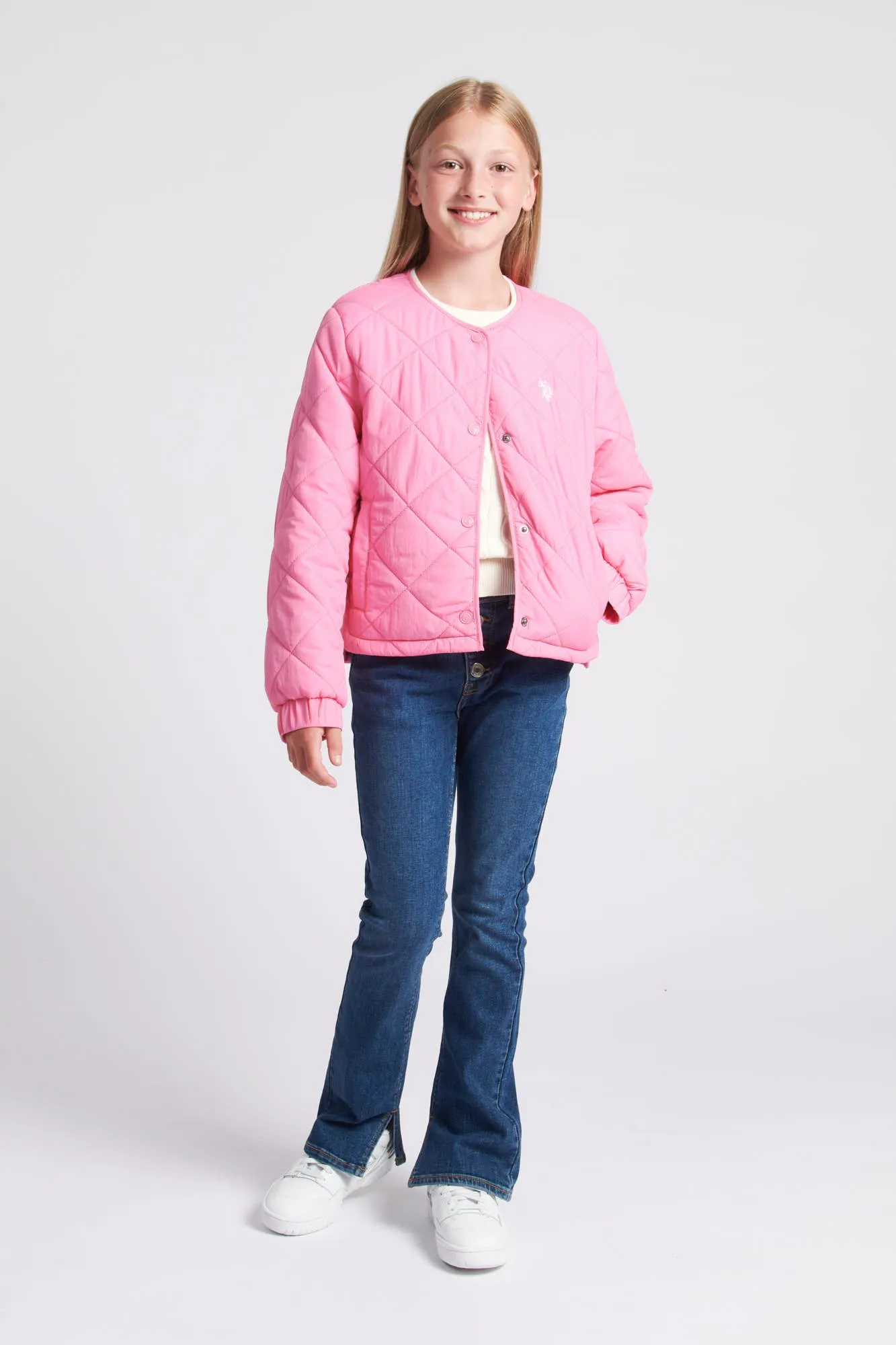 Girls Lightweight Puffer Jacket in Pink Cosmos