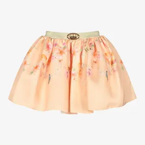 Girls Orange Floral Skirt