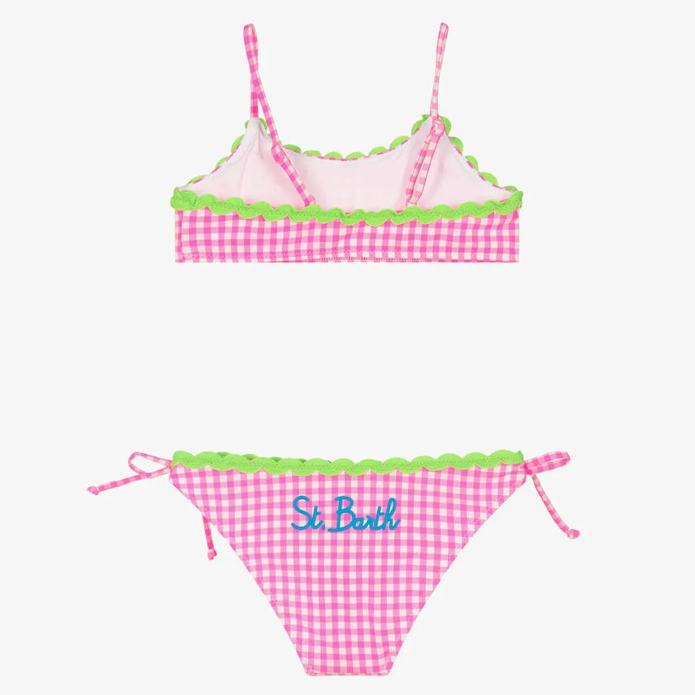 Girls Pink & White Gingham Bikini