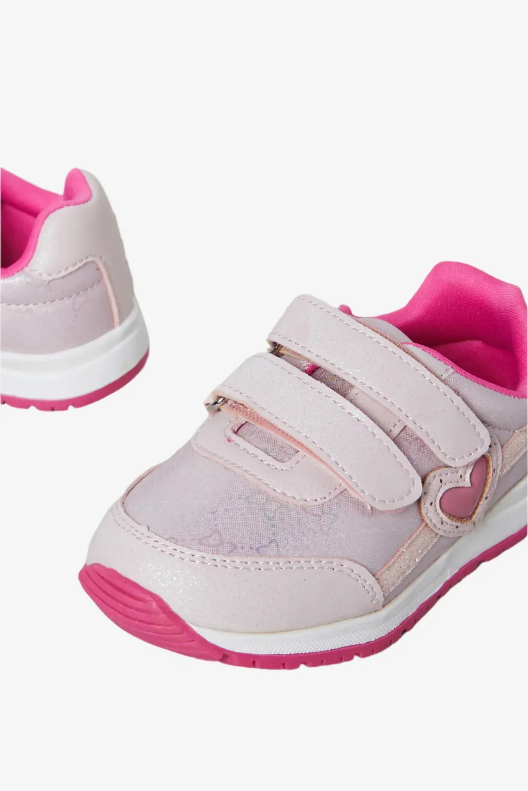 Girls Pink Heart Print Colour Block Sneakers