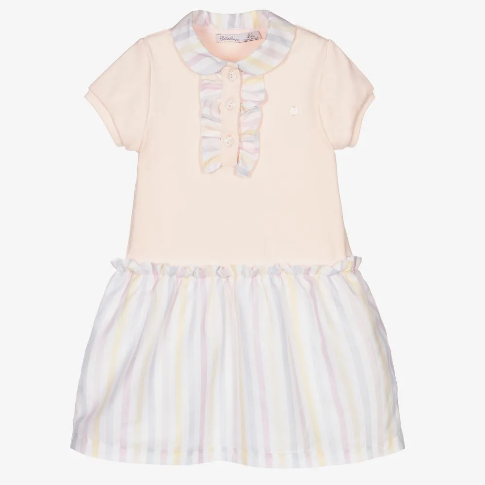 Girls Pink Stripe Polo Dress