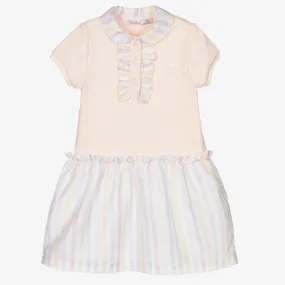 Girls Pink Stripe Polo Dress