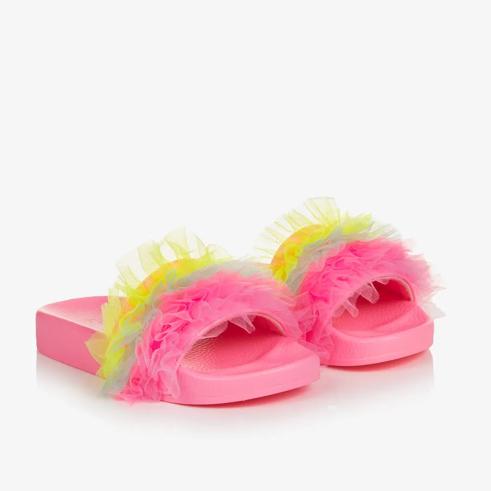 Girls Pink Tulle Sliders
