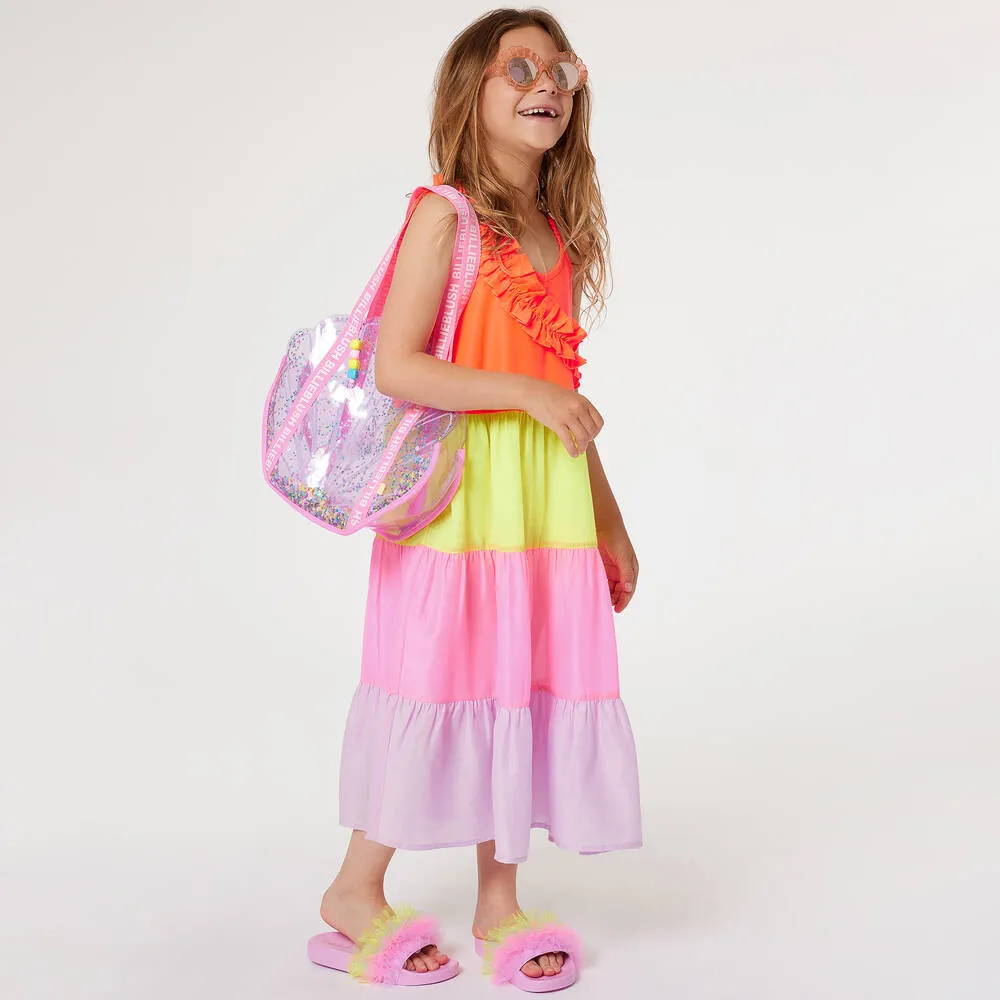 Girls Pink Tulle Sliders