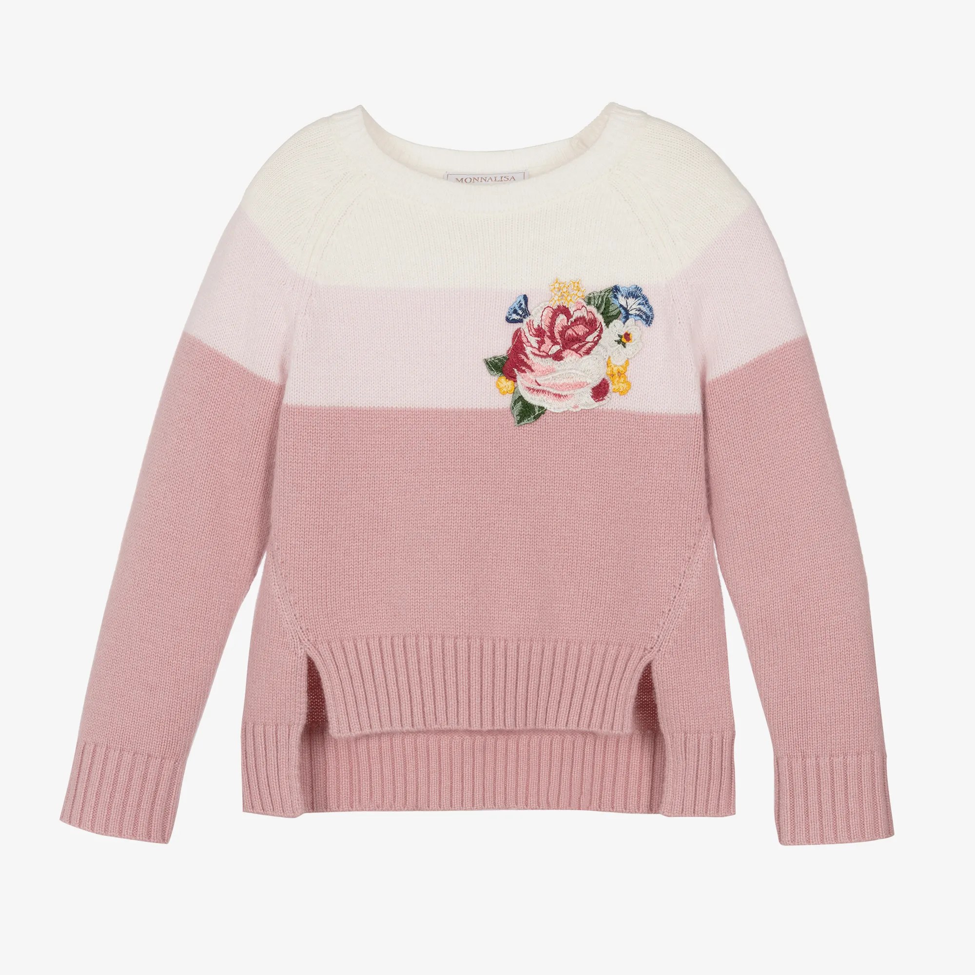 Girls Pink Wool Rose Jumper