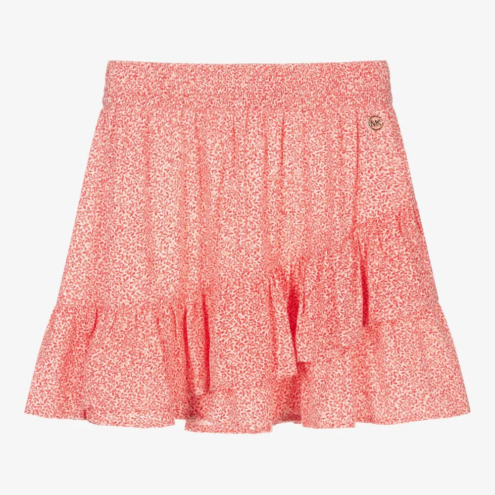 Girls Red Floral Skirt