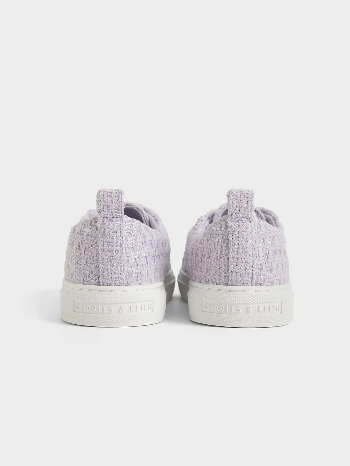 Girls' Tweed Pearl-Embellished Sneakers - Lilac
