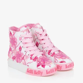 Girls White & Pink High-Top Trainers