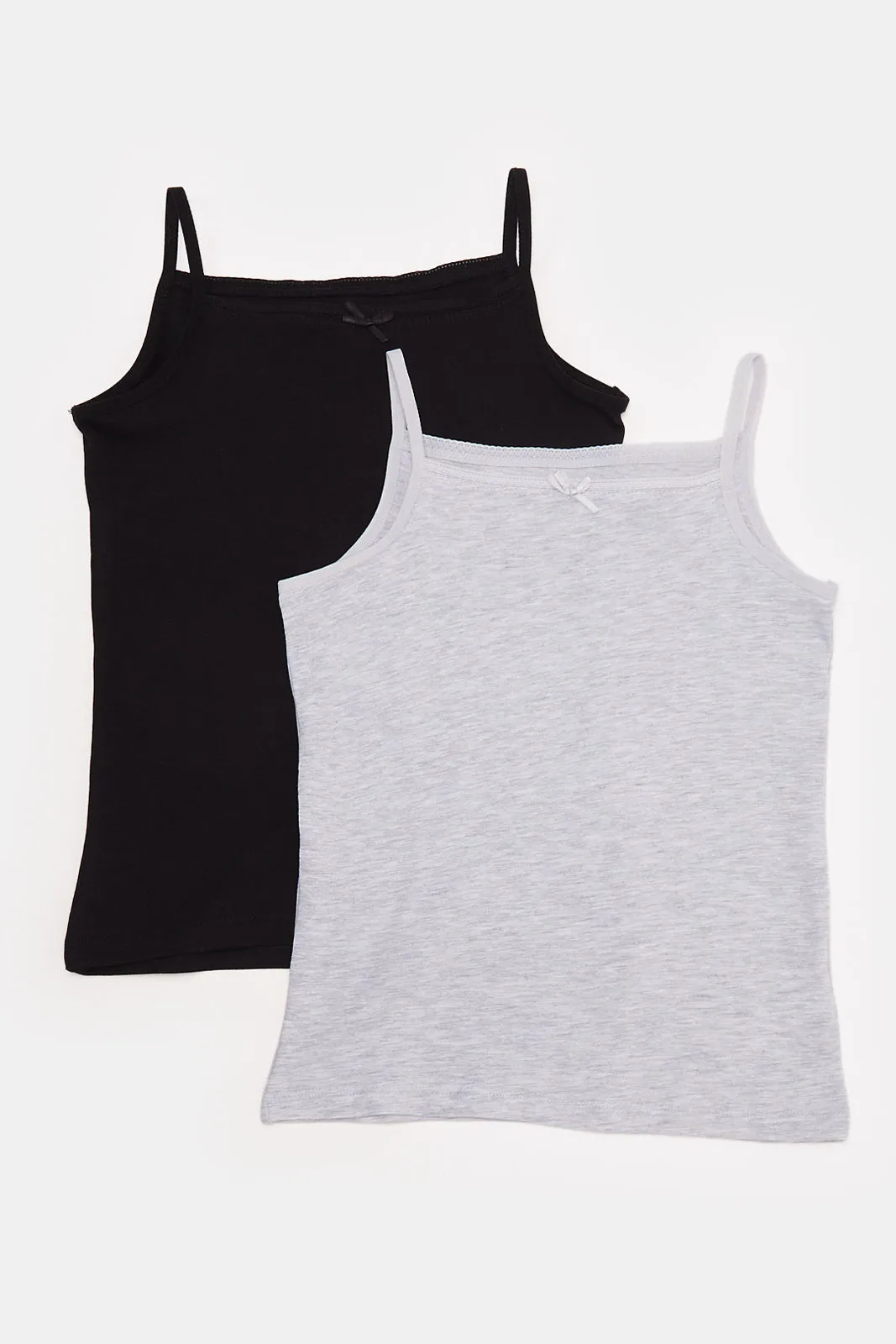 Girls White And Black Vest Set (Pack Of 2)