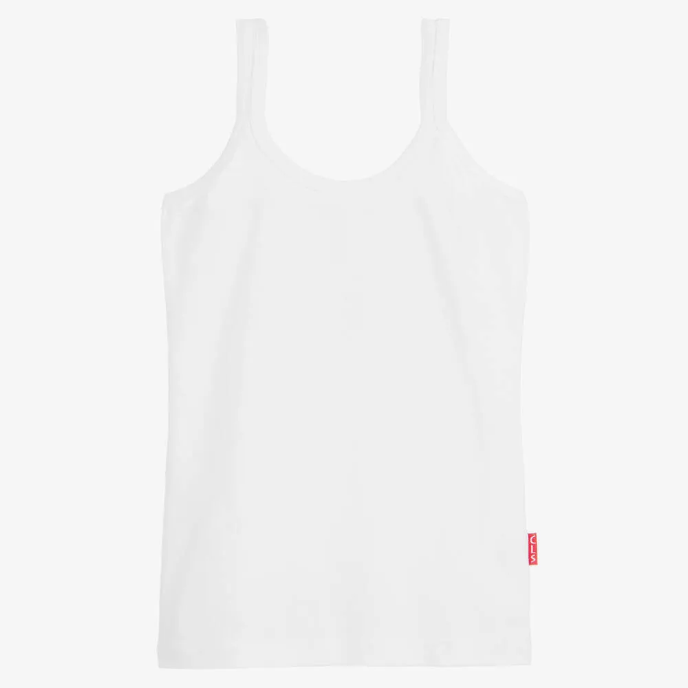 Girls White Cotton Jersey Vest