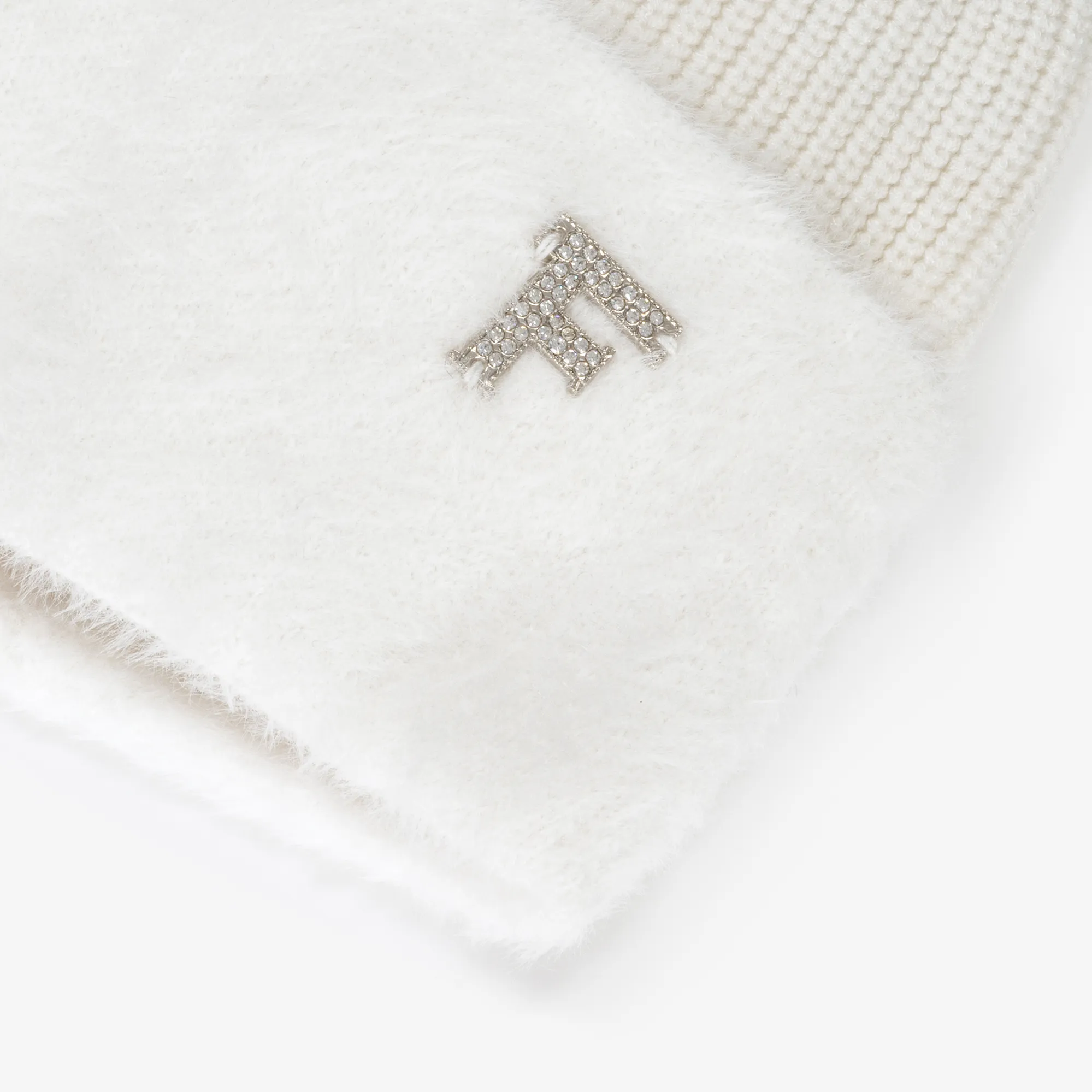 Girls White Knitted Pom-Pom Hat