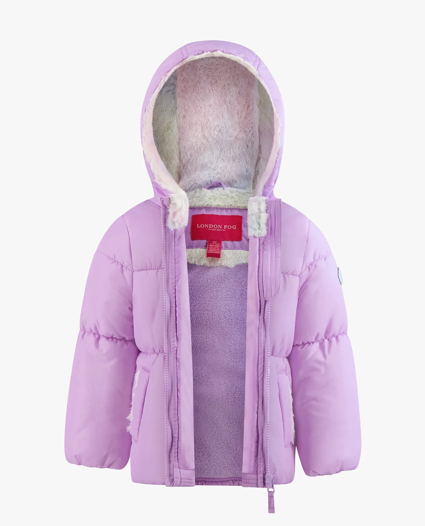 GIRLS ZIP-FRONT HOODED LOOSE FIT PUFFER