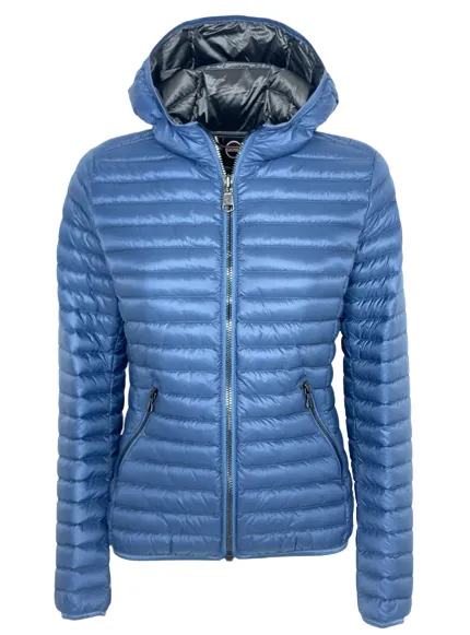 GIUBBINO DONNA AZZURRO CON CAPPUCCIO