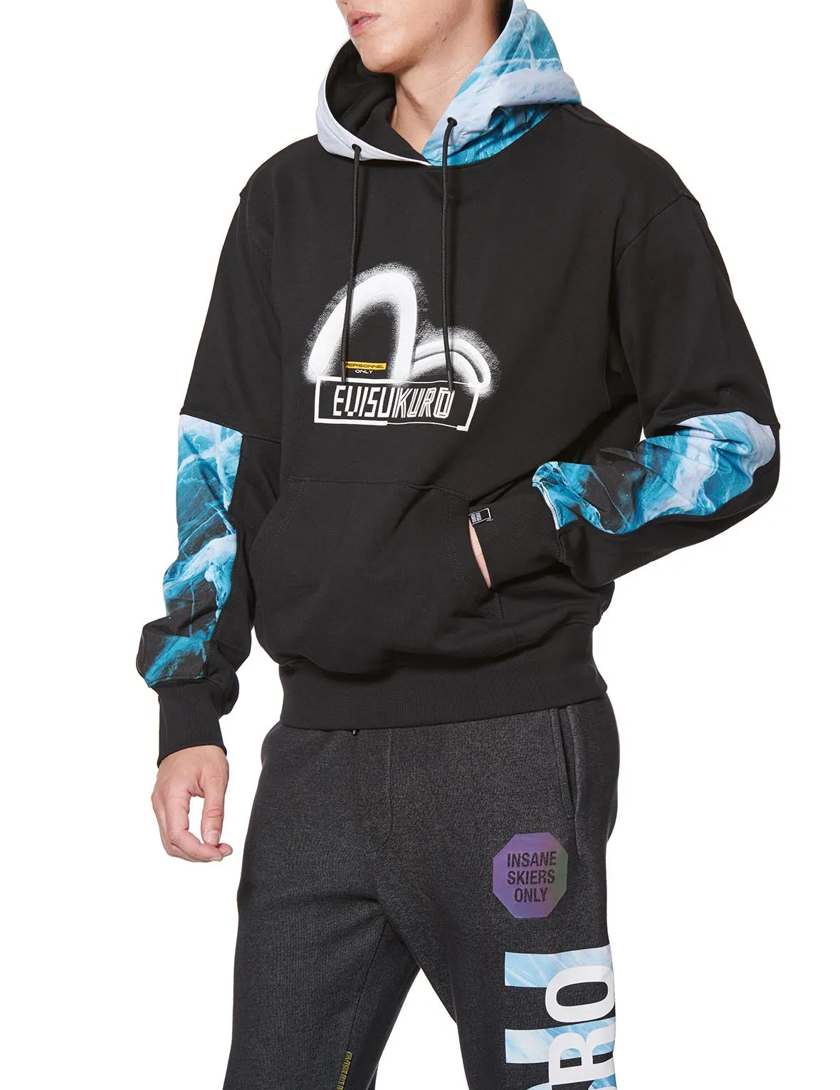 Glacier Print Panel Hoodie