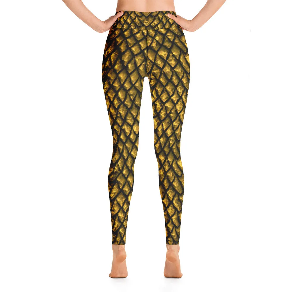Gold Dragon Scale Yoga Leggings