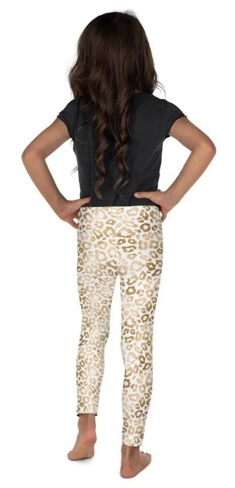 Golden Leopard Print Kid's Leggings