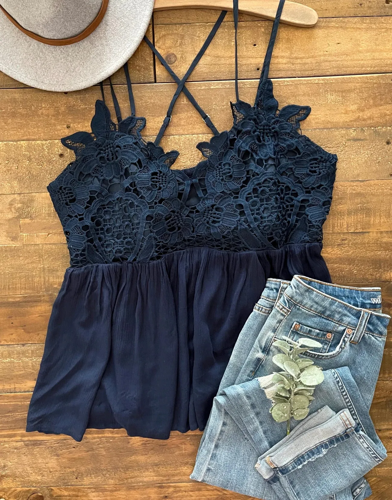 Gracie Lace Tank in Black
