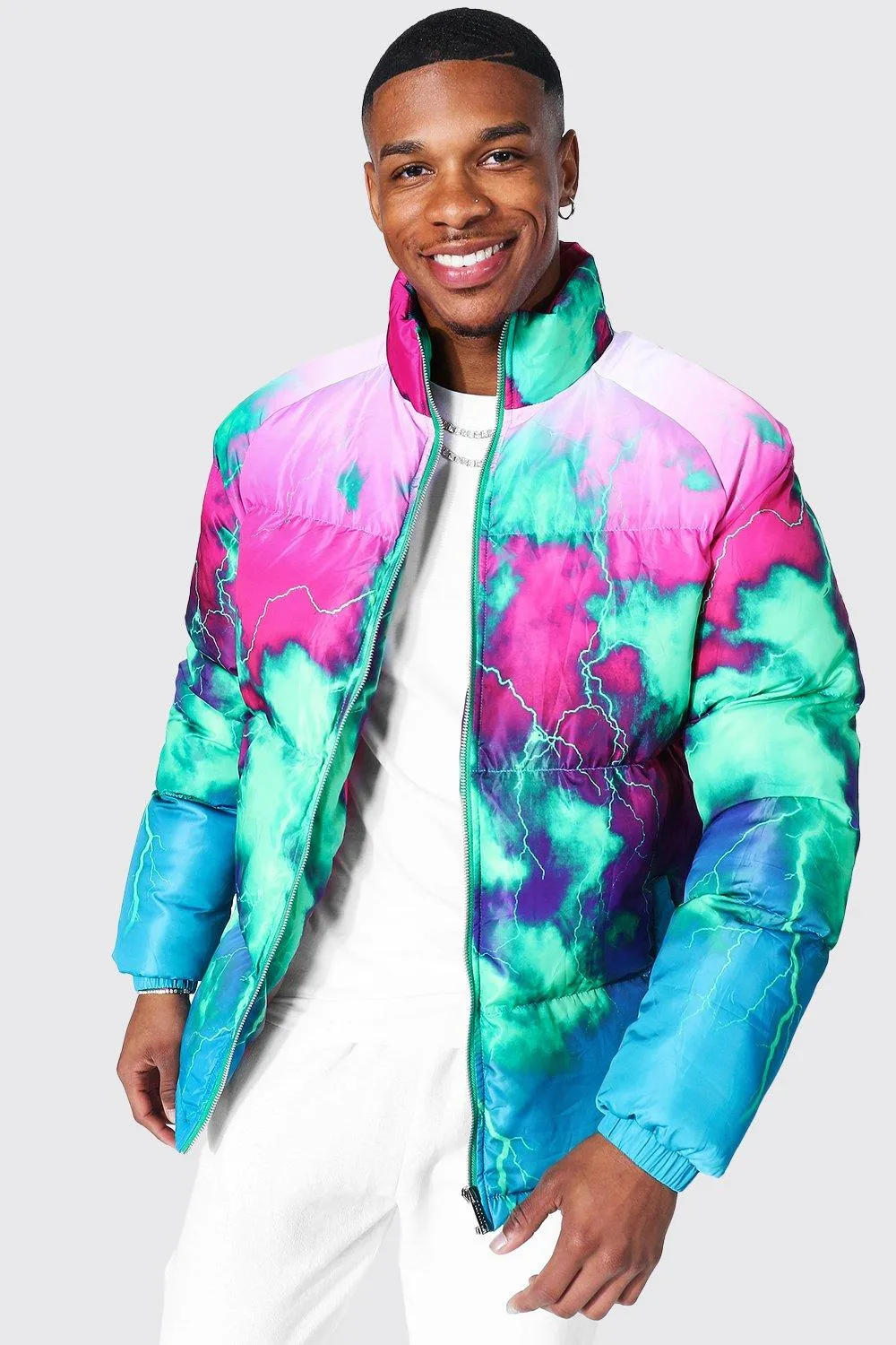 Graphic Cloud Printed Puffer