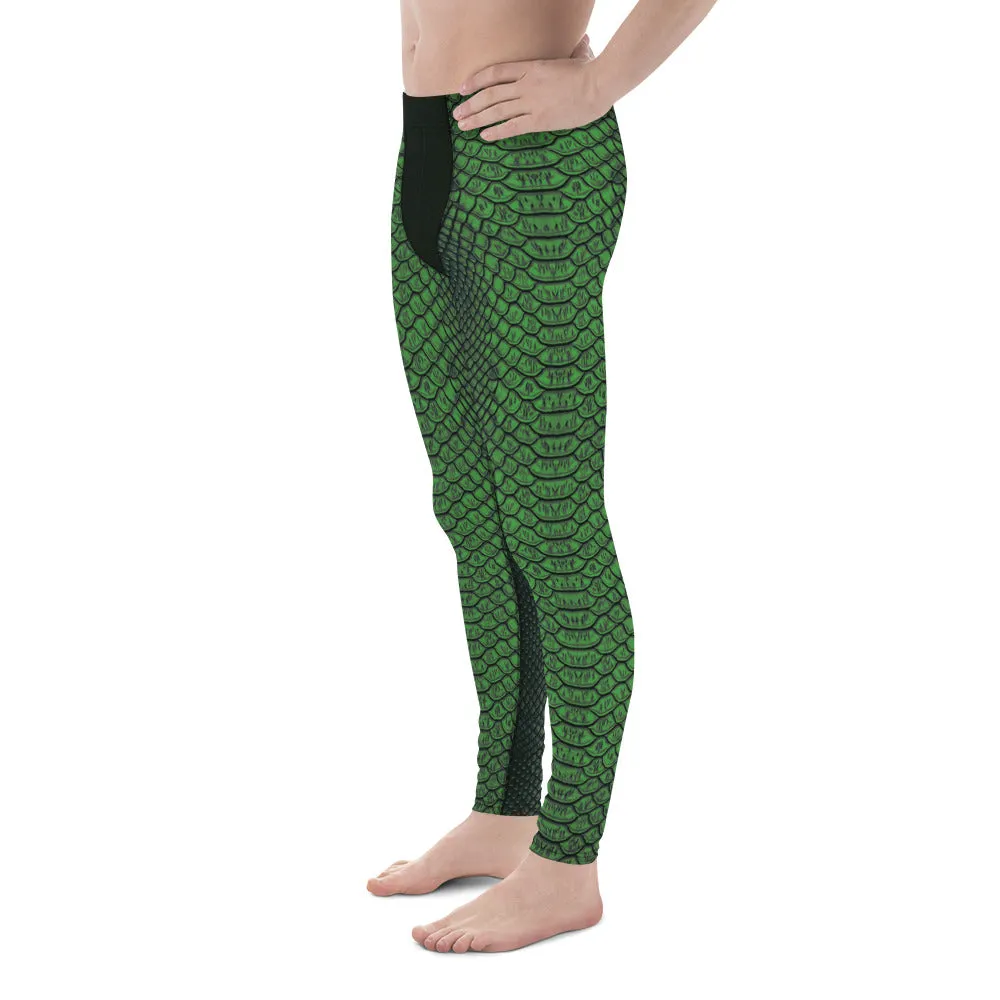 Green Crocodile Pattern Men's Leggings