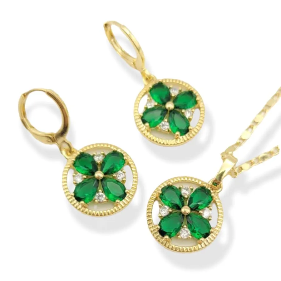 Green flower necklace in 18k of gold plated