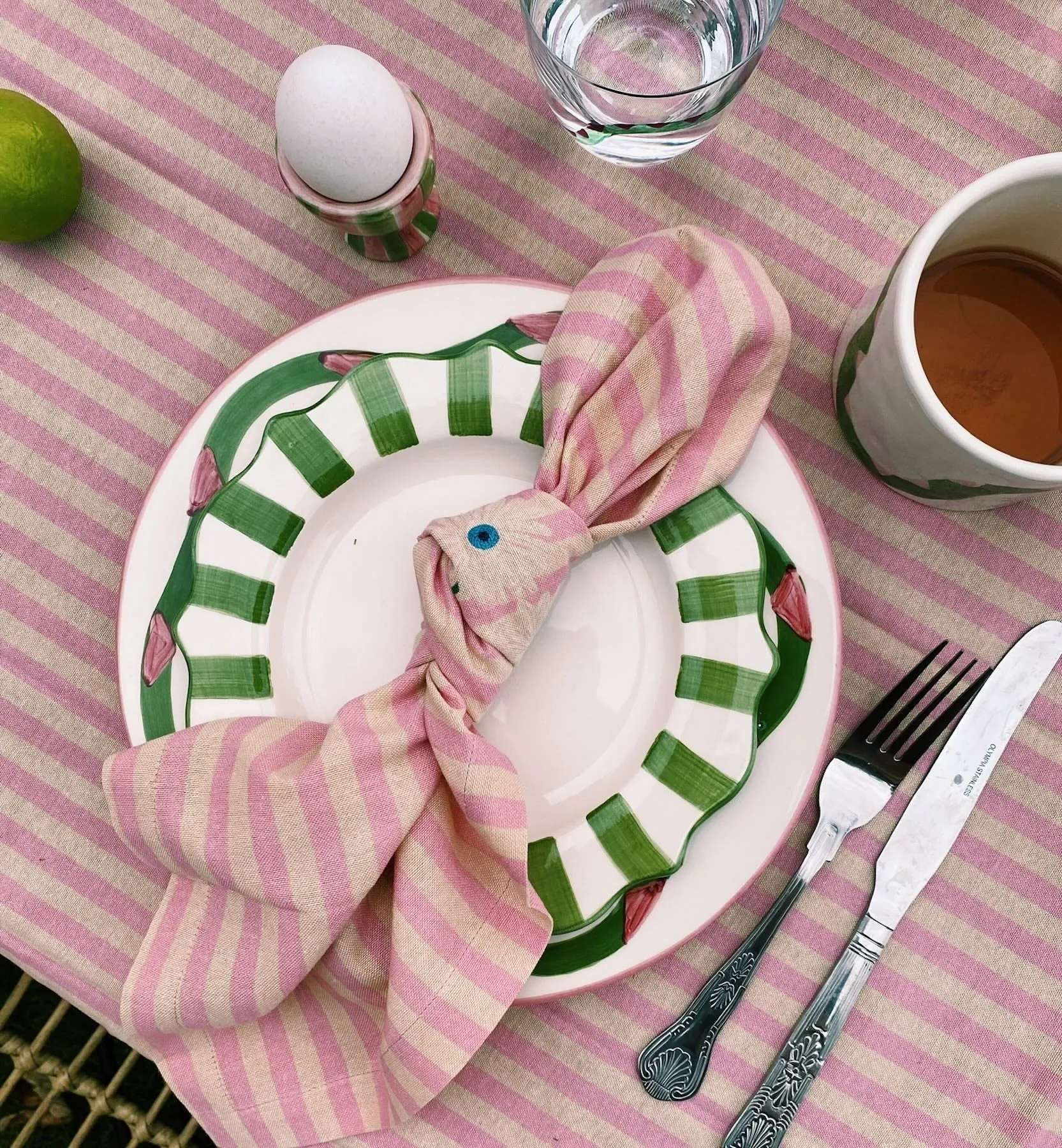 Green Scalloped Breakfast Plate