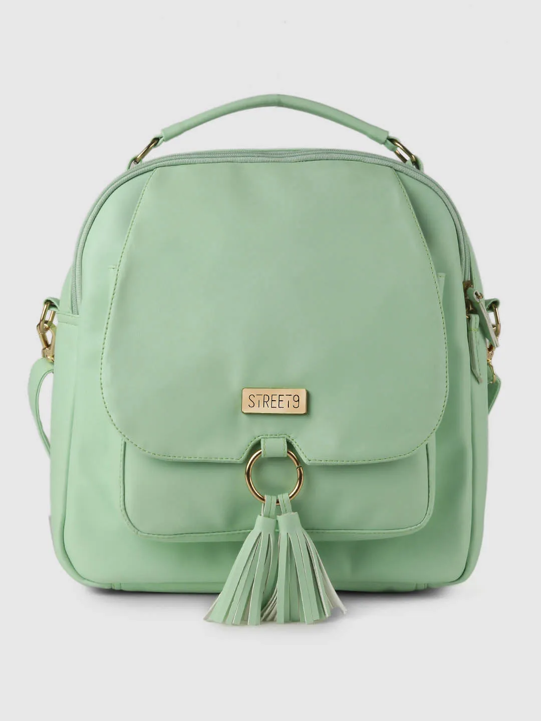 Green Solid Backpack