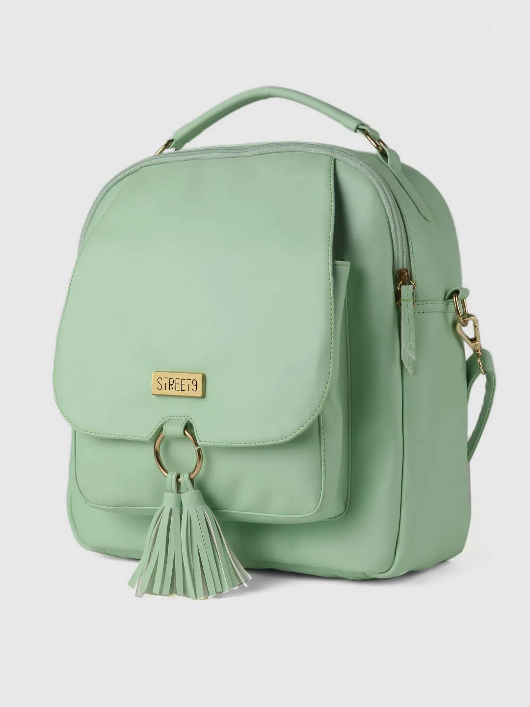 Green Solid Backpack