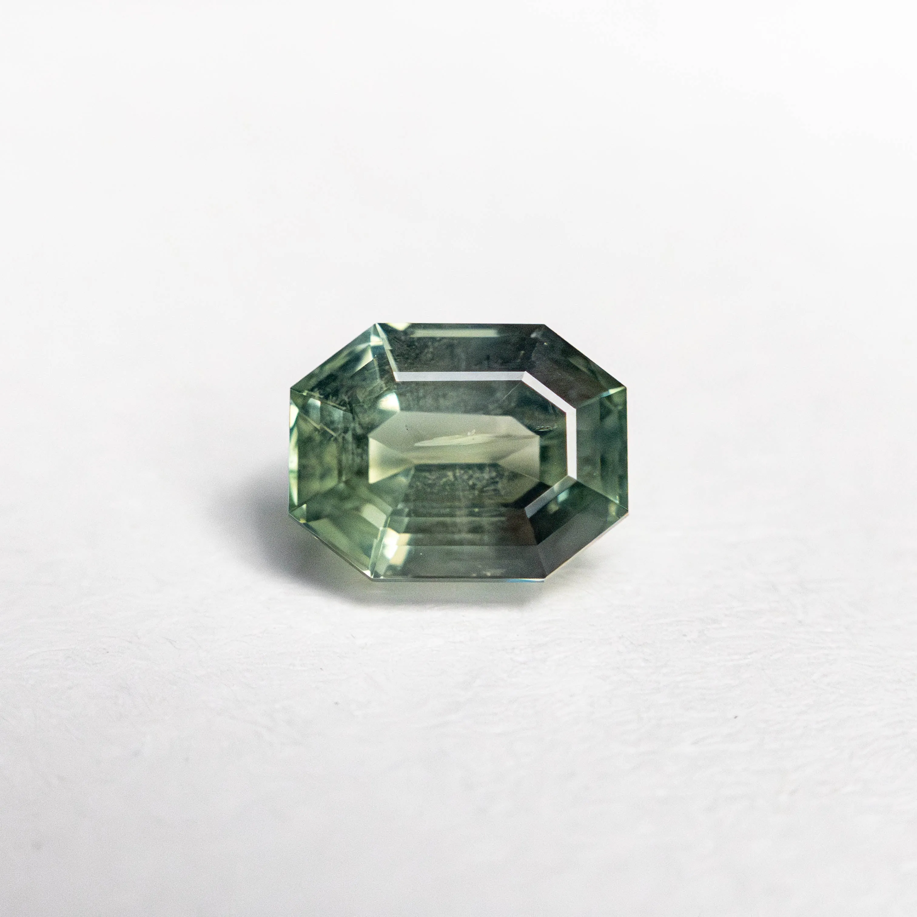 Green Step Cut Sapphire - 1.24ct Cut Corner Rectangle