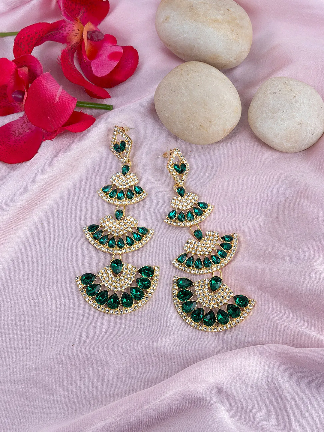 Green Stone Studded Eariings