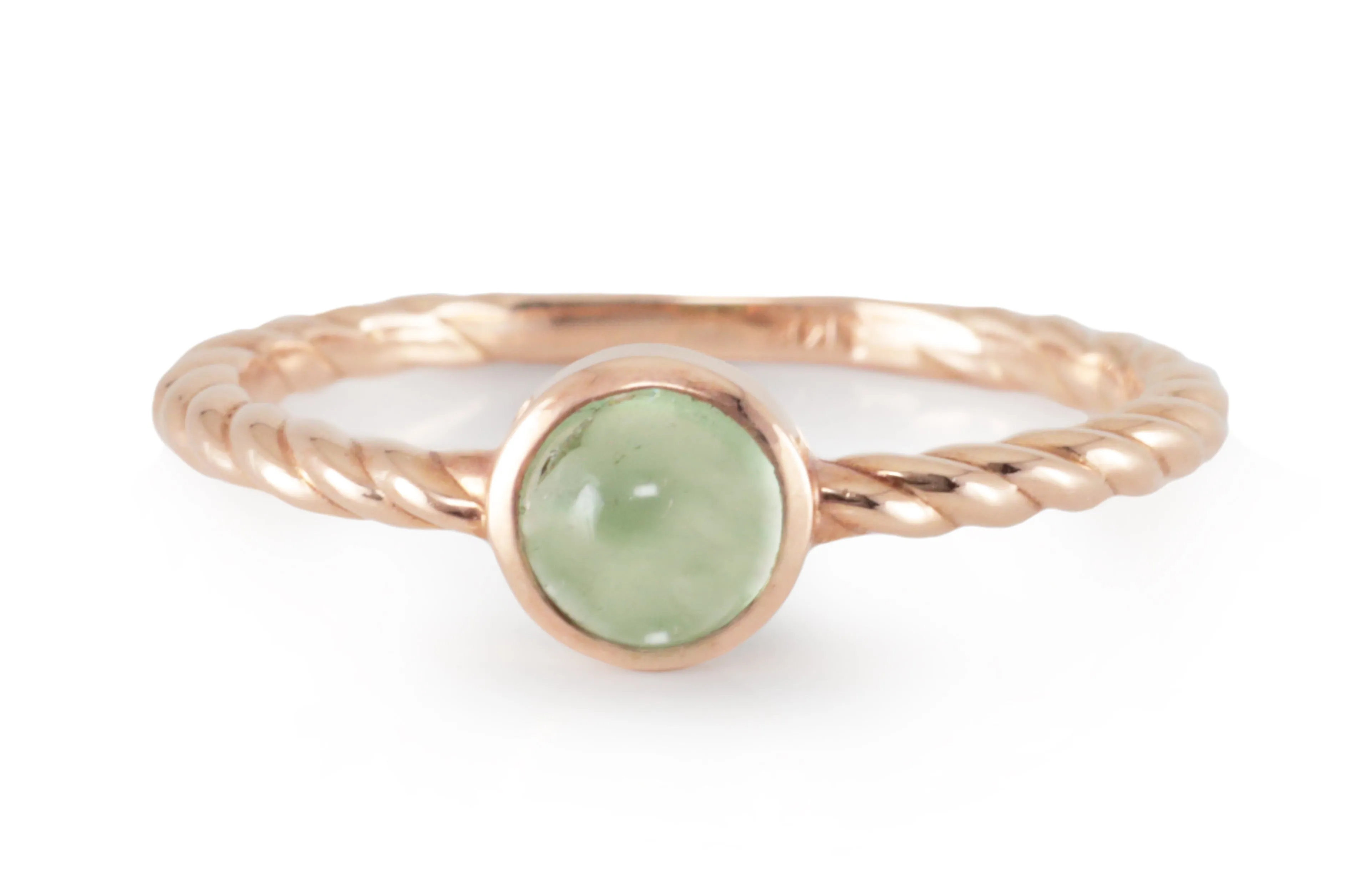 Green Tourmaline with Rose Gold Ring