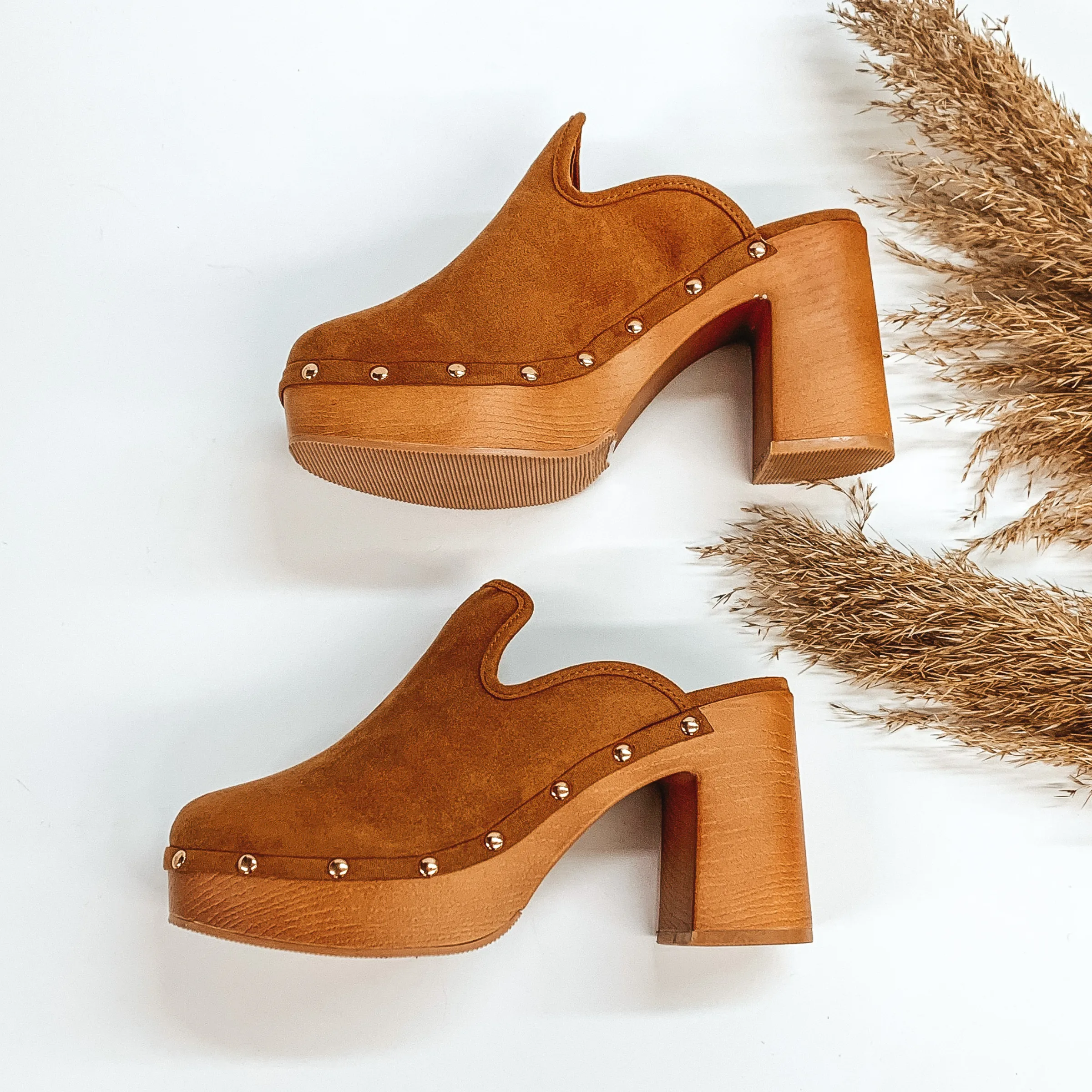 Groovy State of Mind Heeled Mules in Camel