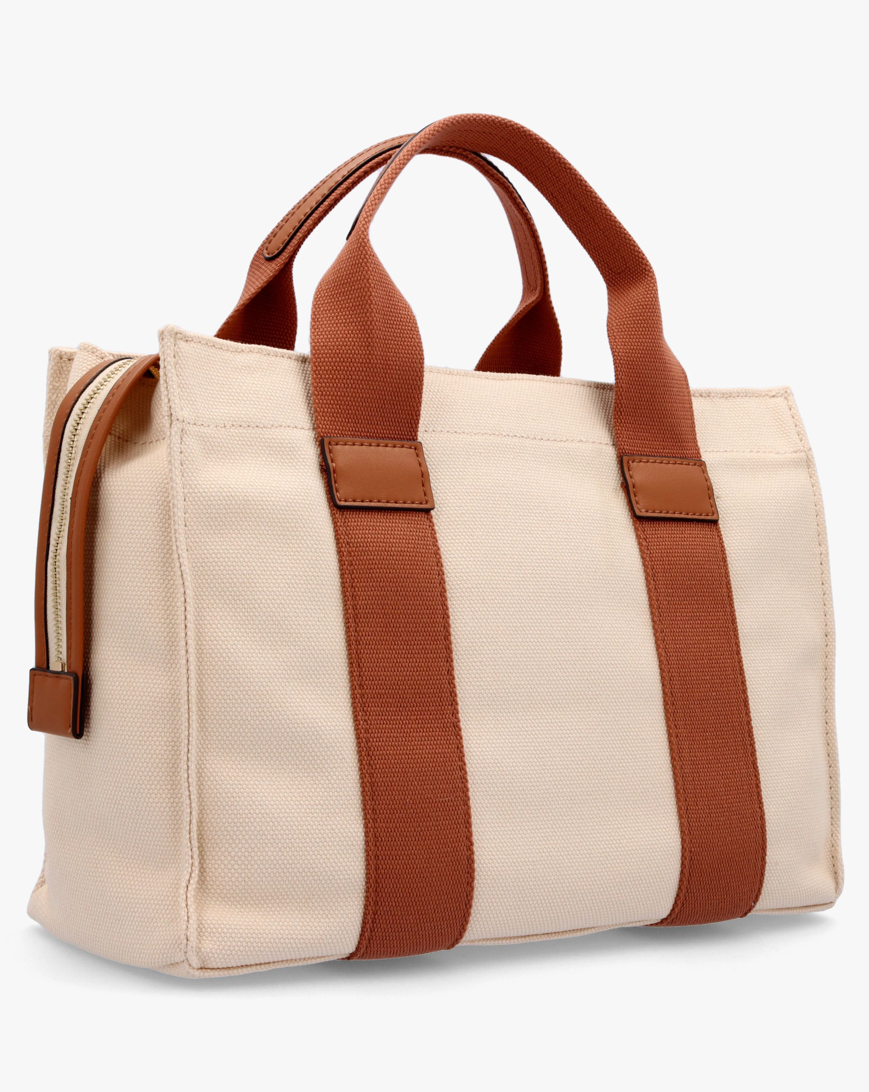 Guess Small Canvas II Natural Cognac Tote Bag | Simply Be