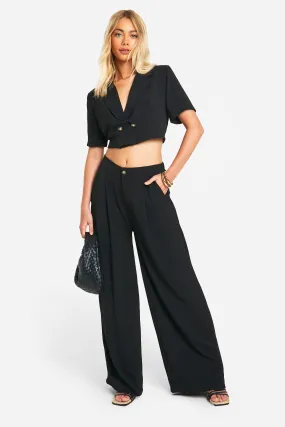 Hammered Relaxed Fit Wide Leg Pants