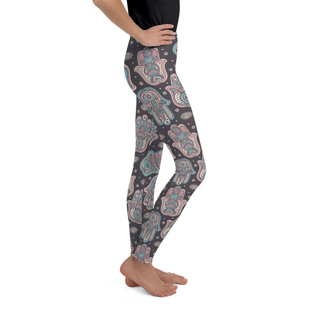 Hand Drawn Hamsa Youth Leggings