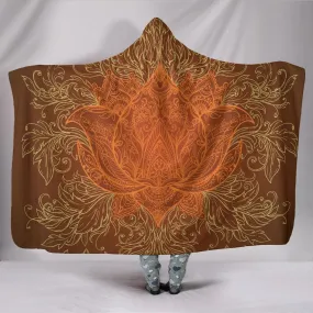 HandCrafted Brown Lotus Hooded Blanket