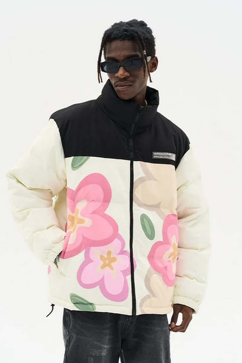 Handpainted Cartoon Flowers Down Jacket