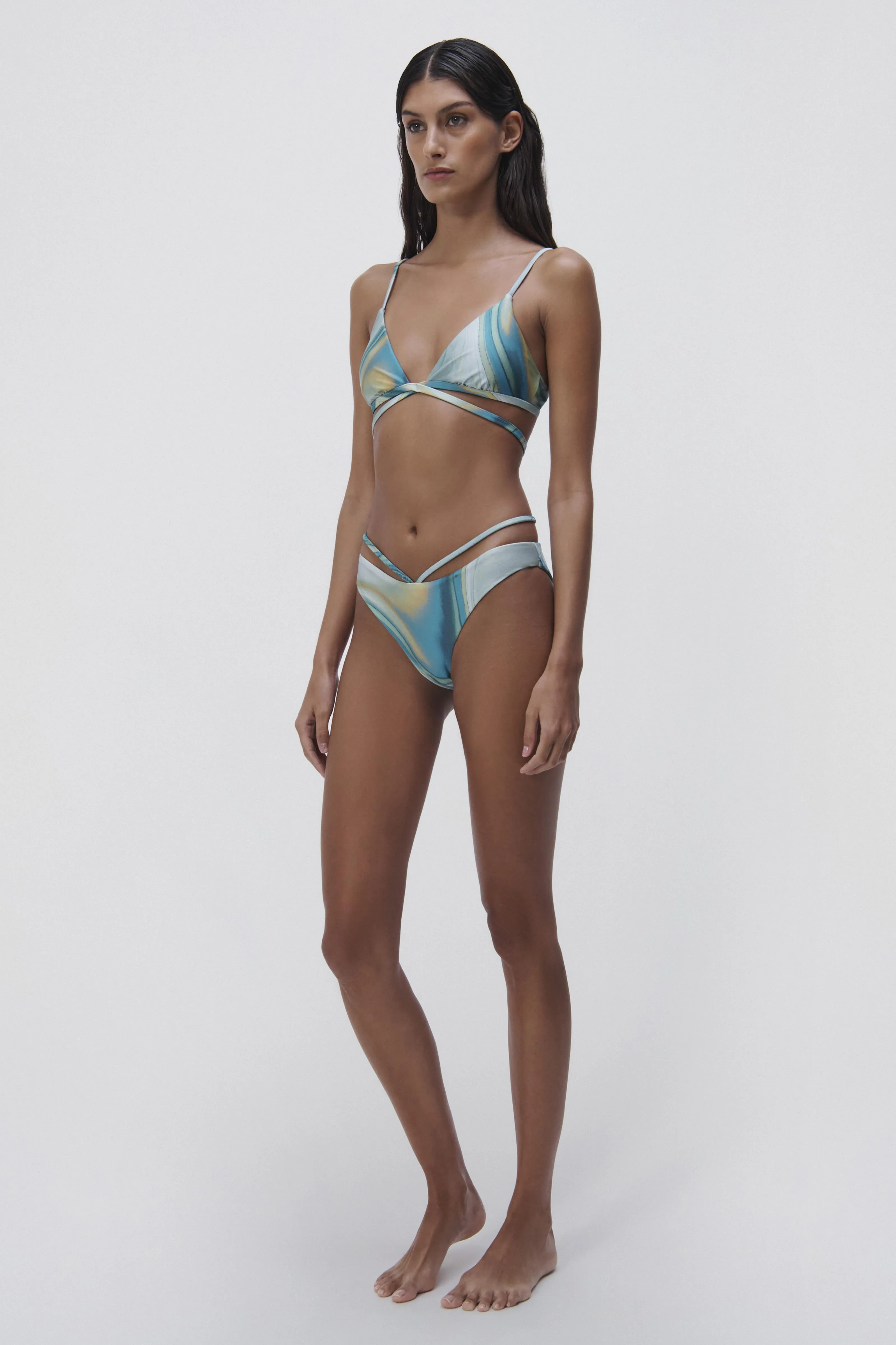 Harlen Marble Print Bikini Top