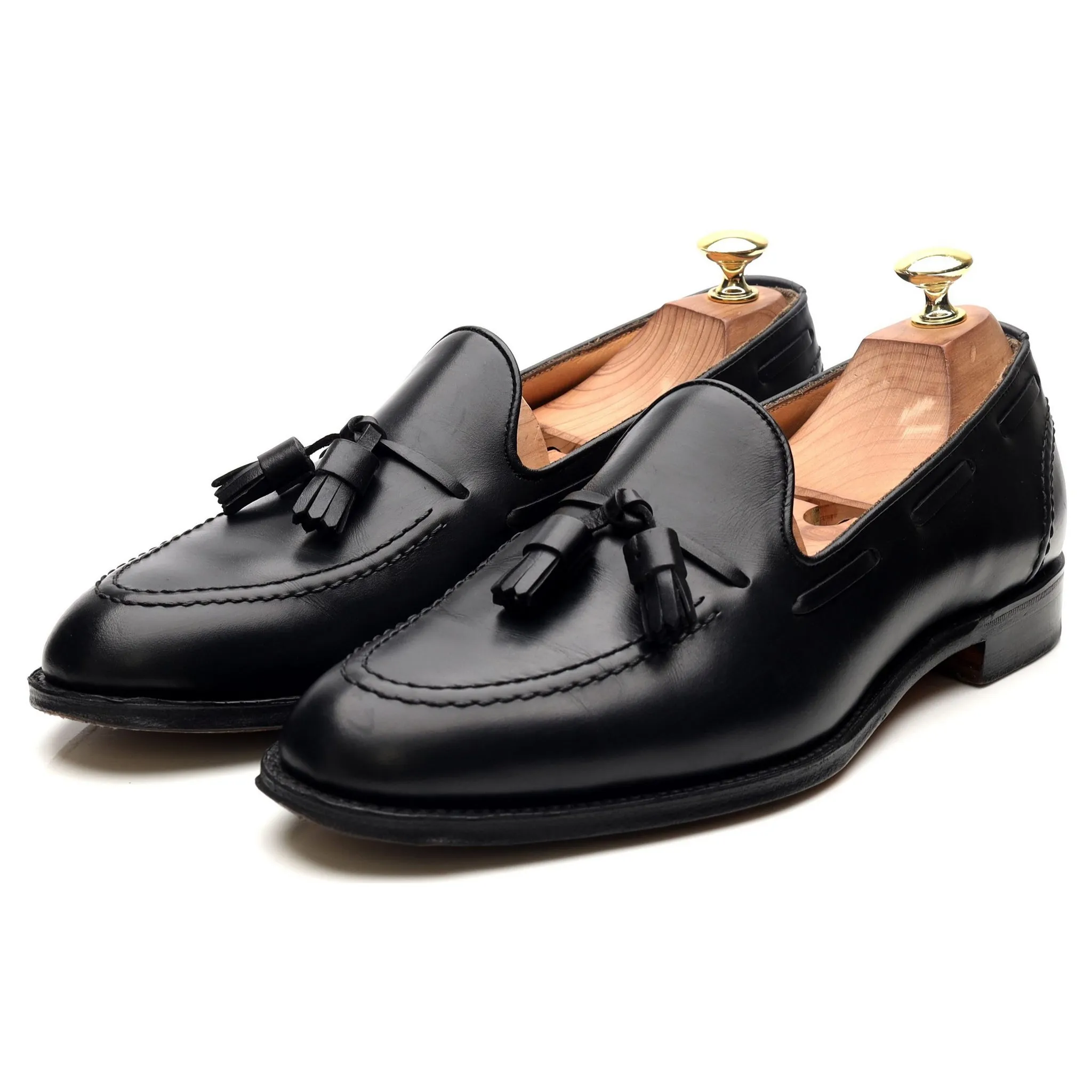 'Harry' Black Leather Tassel Loafers UK 8.5 F