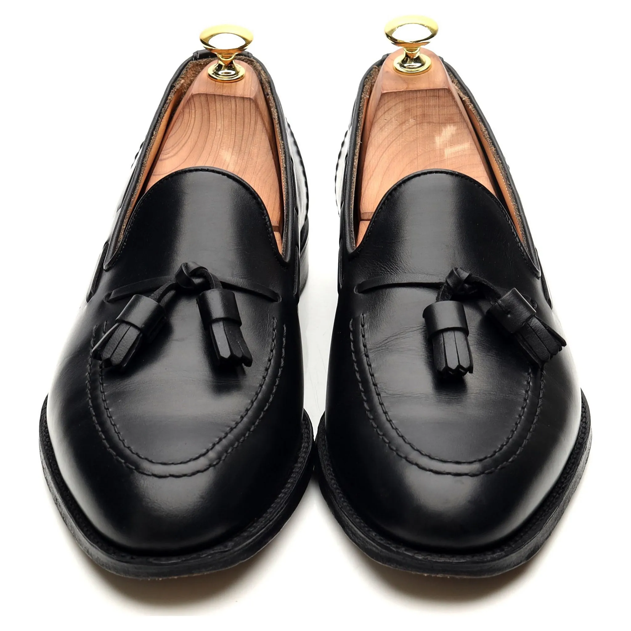 'Harry' Black Leather Tassel Loafers UK 8.5 F