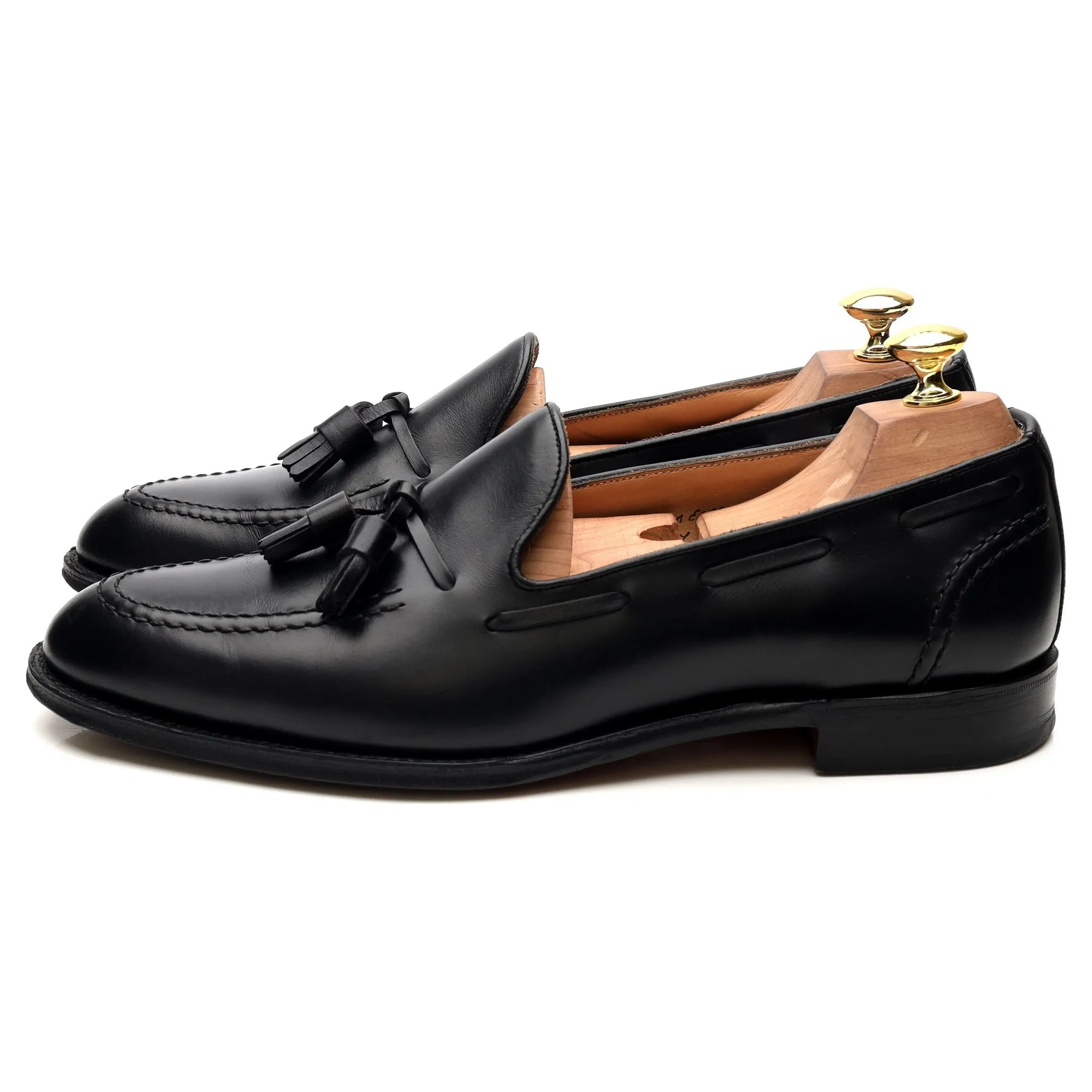 'Harry' Black Leather Tassel Loafers UK 8.5 F