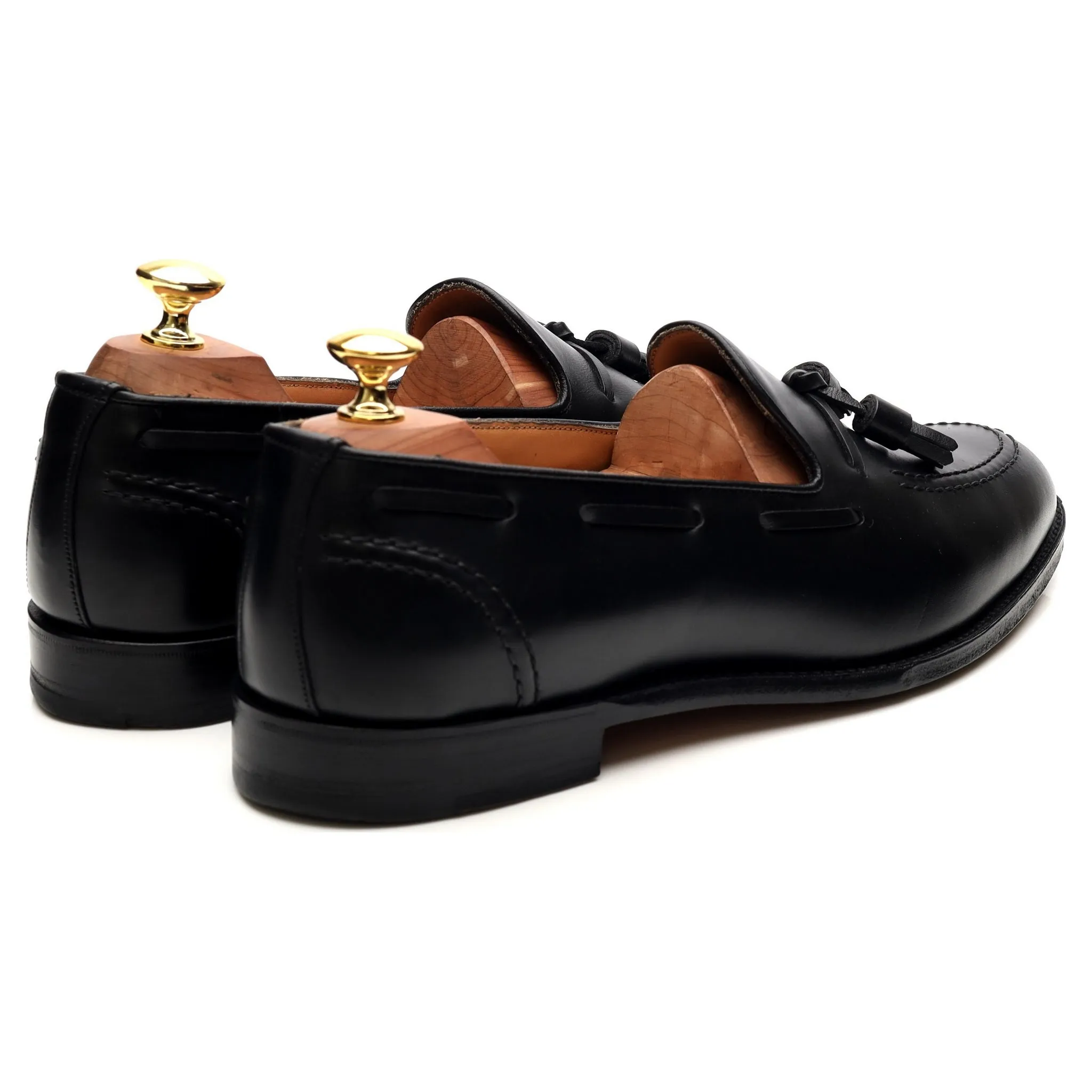 'Harry' Black Leather Tassel Loafers UK 8.5 F