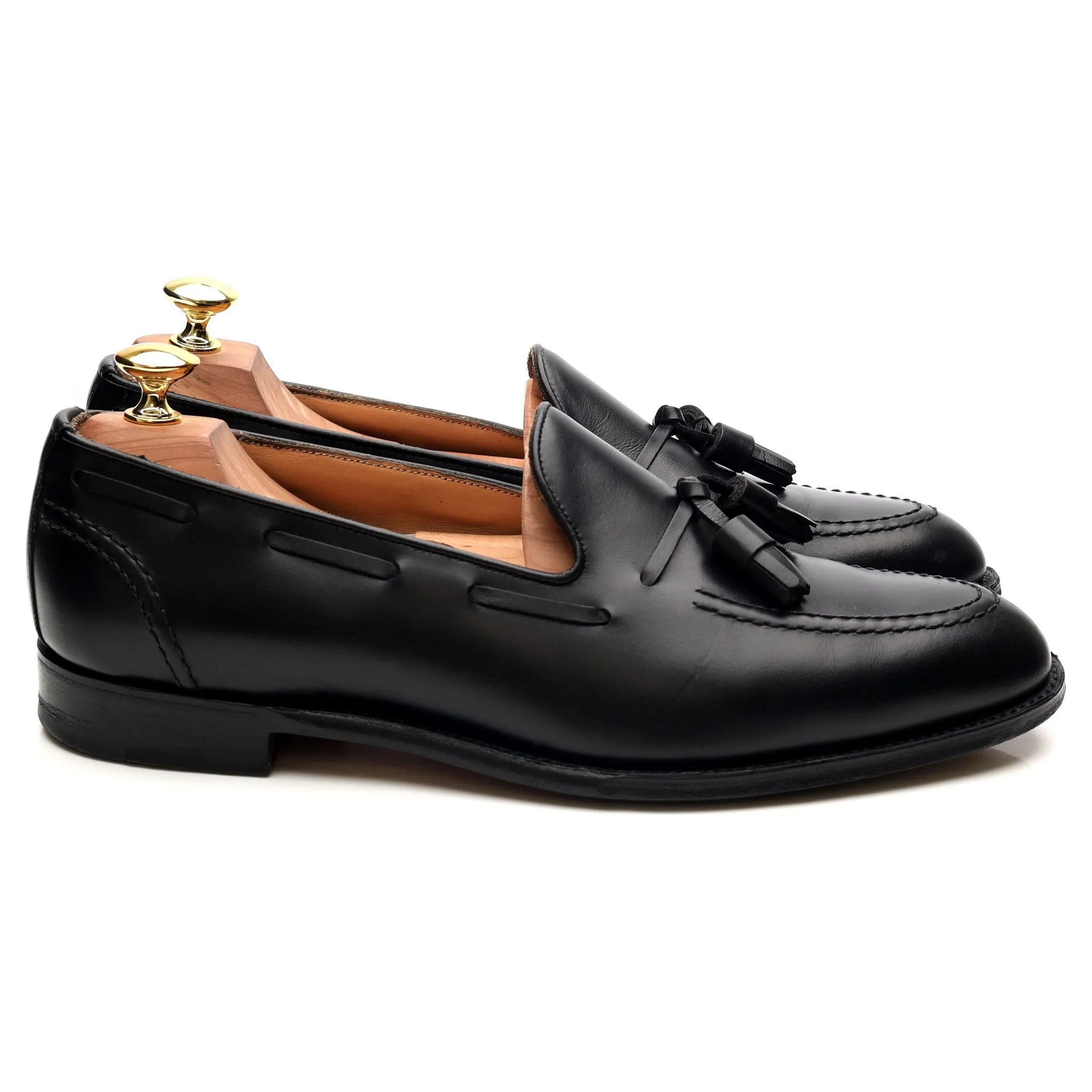 'Harry' Black Leather Tassel Loafers UK 8.5 F