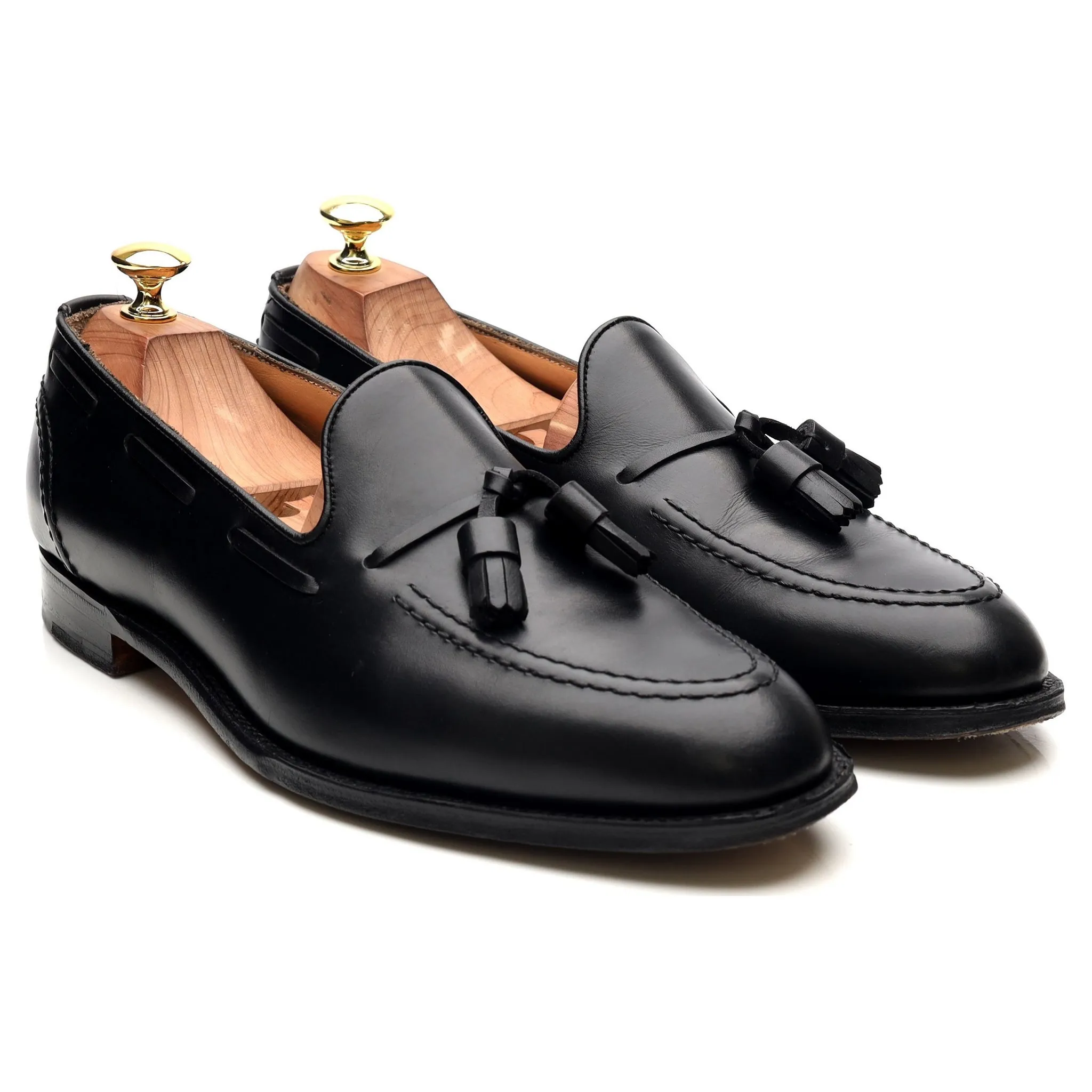 'Harry' Black Leather Tassel Loafers UK 8.5 F