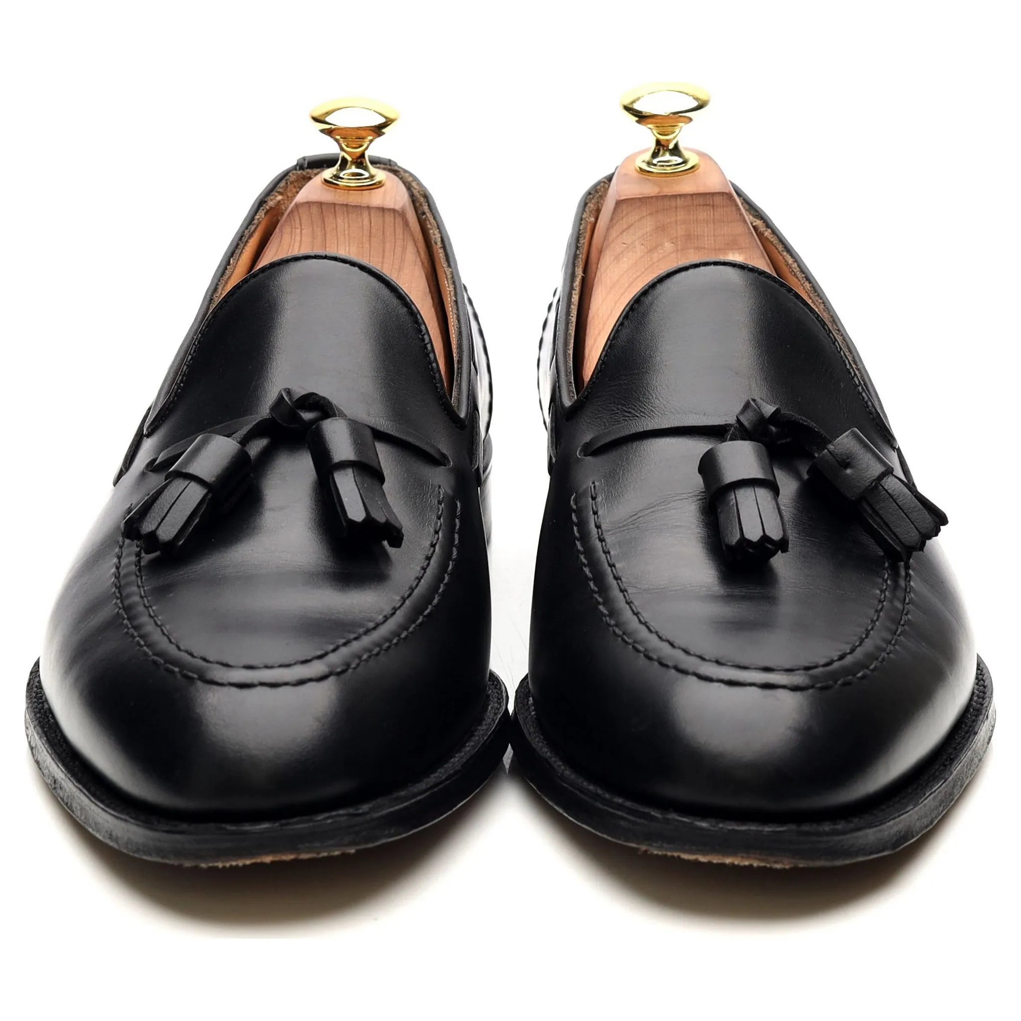 'Harry' Black Leather Tassel Loafers UK 8.5 F