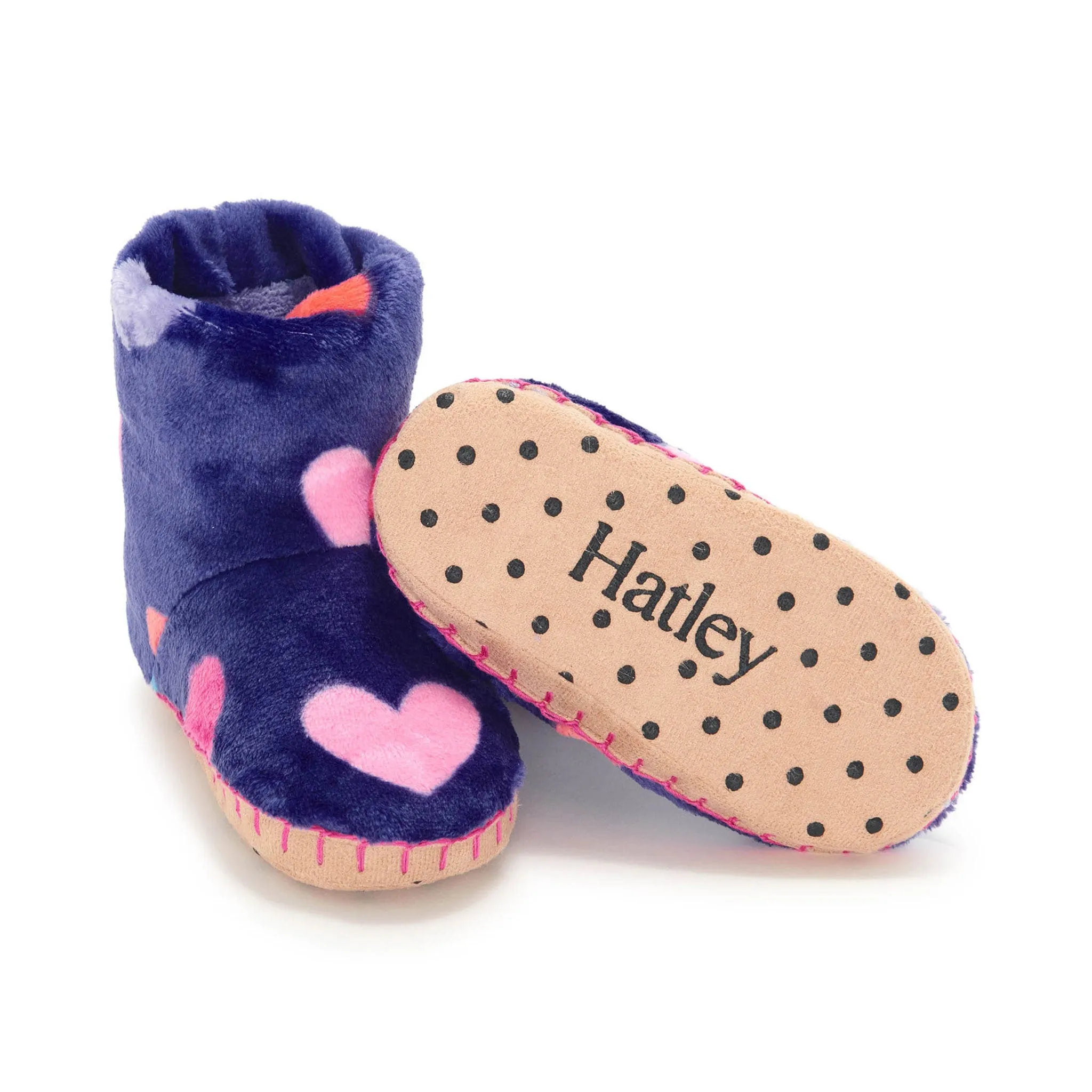 Hatley Hearts Fuzzy Slipper Sizes 5-2  - Clement