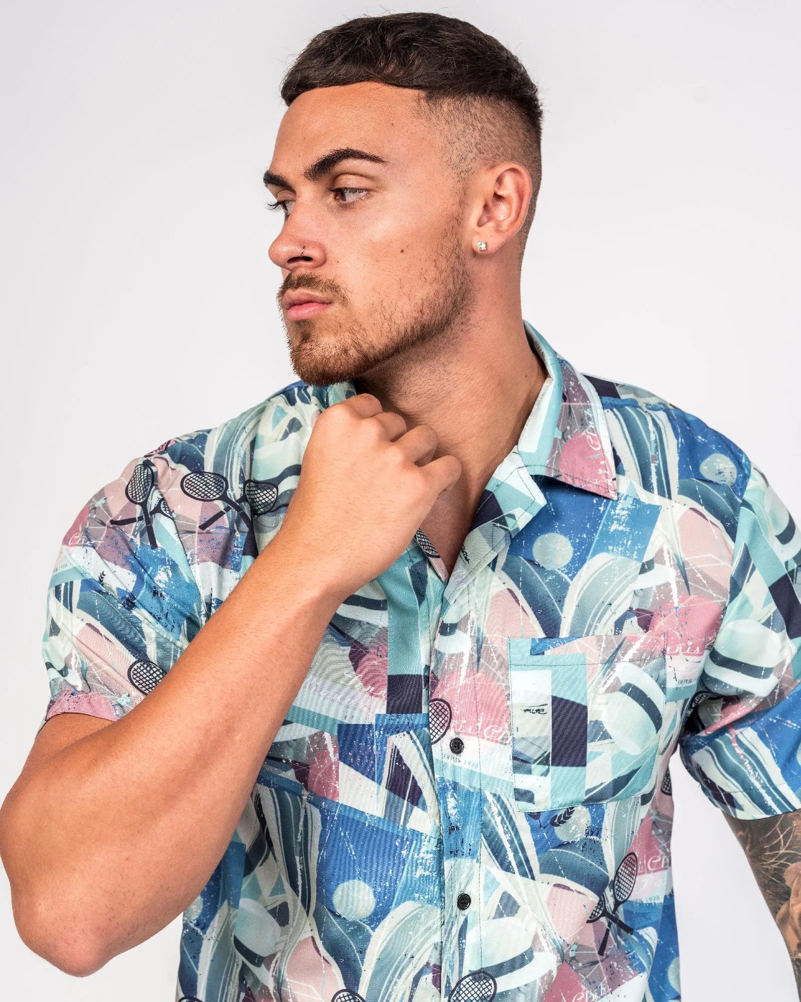 Havanna Club Tennis Print Revere Shirt